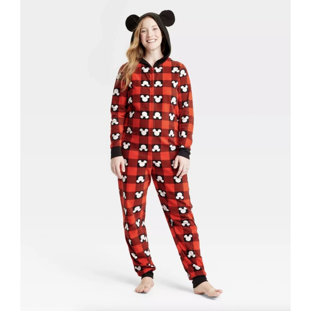 NEW! Women's Disney 100 Anniversary Mickey Mouse 1pc Union Suit with Ears